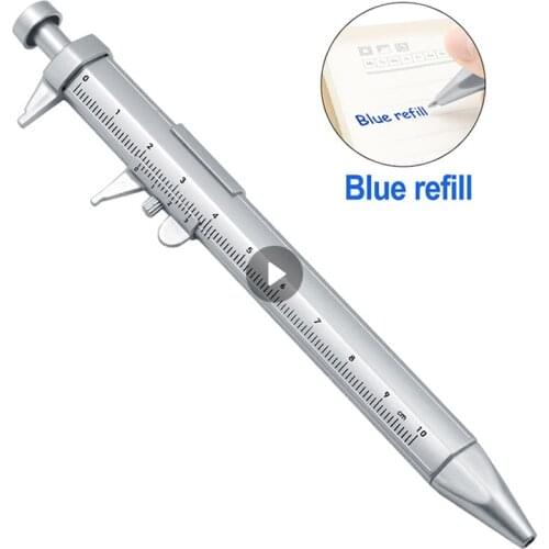 Vernier Caliper Tool Ballpoint Pen Silver Vernier Caliper Multifunction Pen Creative Writing Instrument Measuring Accessories