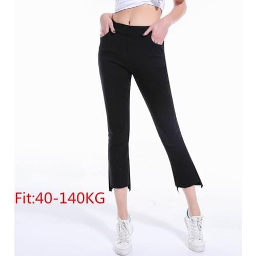 Super Plus Size Women Leggings 6XL Jeggings Legging High Waist Large Black Stretch Skinny Pencil Irregular Flare Pants Trousers