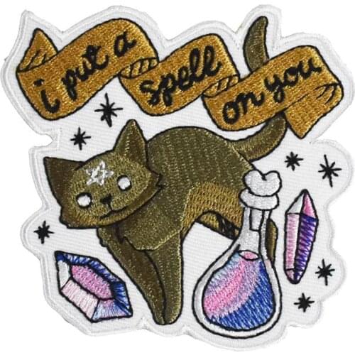 I Put a Spell on You Cats Cartoon DIY Embroidery Iron on Patch for Clothing Cute Applique Jacket Shirt Accessories Funny Tags