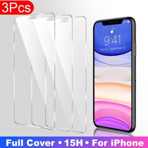 3Pcs Protective Tempered Glass For iphone 11 Pro XR 6 6S XS Max X 7 8 Plus Guard Screen 5 5s 5C Protector Film Glass