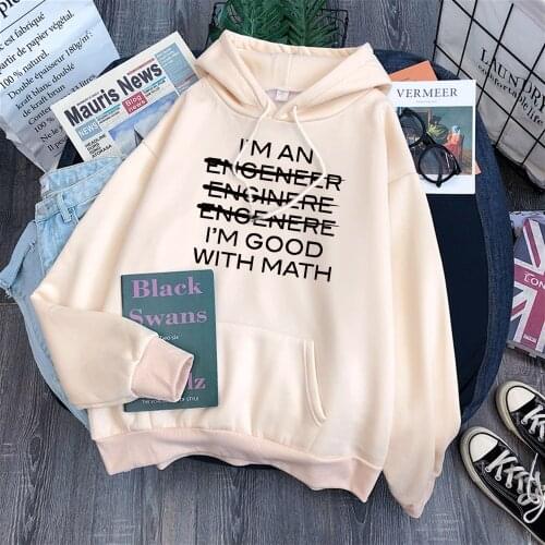 Woman Hoodie I'M Good With Math Cool Personalized Text Printing Tops Females Fashion Plus Size t Hoodies Loose Fitted Woman
