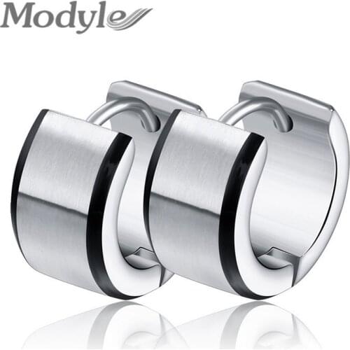 Modyle Brand Unique Fashion Black and Silver Color Punk Rock Small Stud Earrings for Women Jewelry