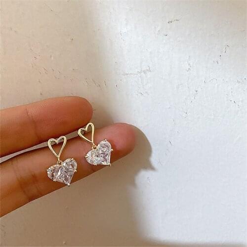 2021 New Arrival Shining Crystal Drop Earrings Fashion Hollow Metal For Women Girls Sweet Lovely Jewelry Pendientes Gifts