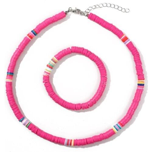 2020 new soft clay necklace bracelet 6mm clavicle chain choker necklace for womens jewelry set