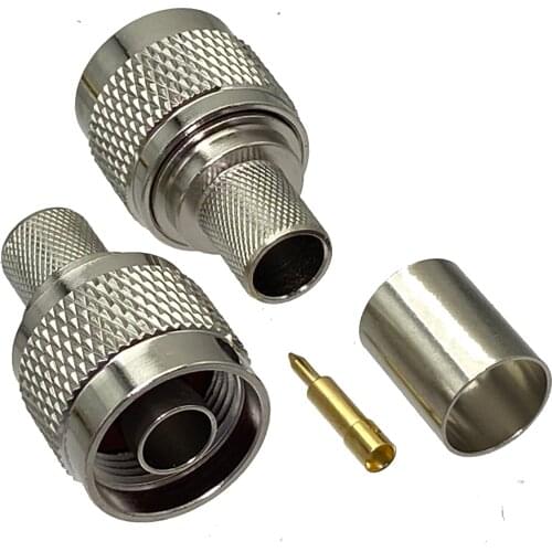 Connector N male plug crimp RG8 RG213 RG165 LMR400 7D-FB cable straight