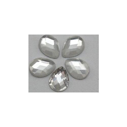 100 Clear Faceted Teardrop Flatback Glass Crystal Rhinestone Gems 6X8mm No Hole