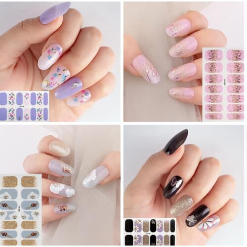 14pcs/sheet Flower Summer Nail Polish Art Sticker DIY Adhesive Wraps Waterproof Nail Stickers Decorations Manicure Drop Shipping
