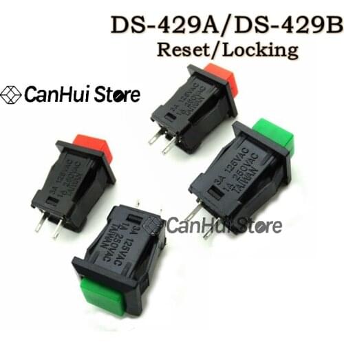 5pcs DS-429 Self-locking Button Switch 1A/250VAC Light Switch DIY Touch Switch