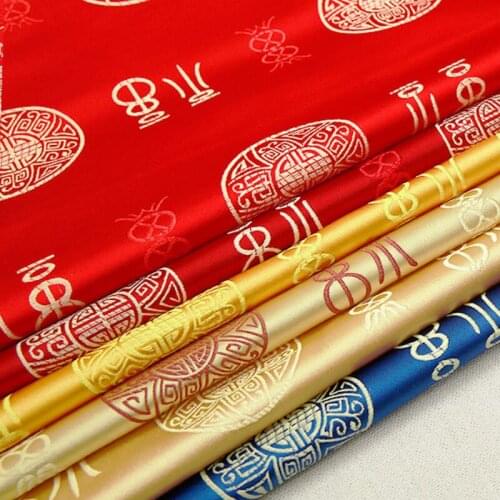 500cm*75cm Imitation silk blessing brocade fabric handmade cloth antique suit childrens clothing New Years clothing fabric