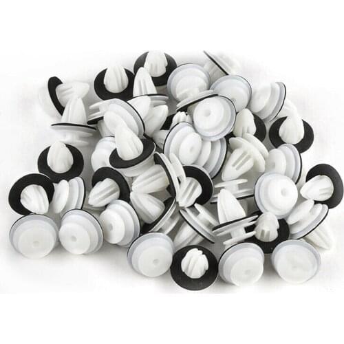 Auto Fastener Screw Rivets Set Car Bumper Fender Fastener Clips 100pcs White Buckle 100 Sound Insulation Cotton Car Accessories