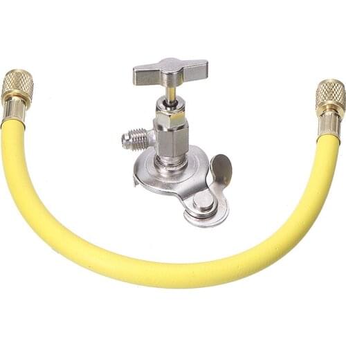 R12 R22 Car Air Conditioning A/C Refrigerant Charging Recharge Hose Valve Kit Can Tap Auto Truck Stainless Steel Rubber Tools