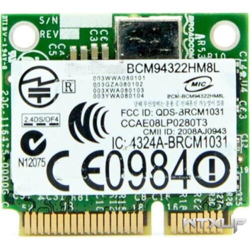 BCM94322HM8L 2.4&5G 300M BCM4322 Mini PCI-E DW1510 Free drivers Mac OS WiFi Wireless Network Card for hackintosh