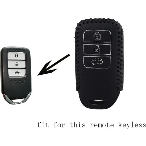 Genuine leather Keyless Remote Control Key Fob Cover Case Protector for Honda Crosstour Fit 3 Buttons White