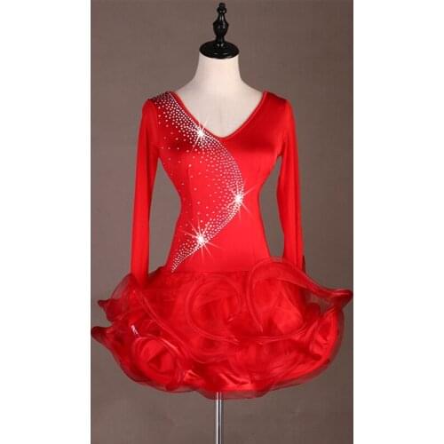 Kids child samba latin dance dress women latino dress competition dress red latin dress Lq132