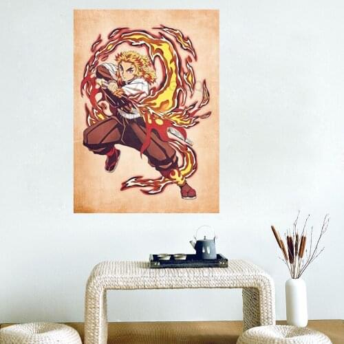 Canvas picture kyojuro rengoku demon slay wall art home living bedroom decoration painting high definition quality photo