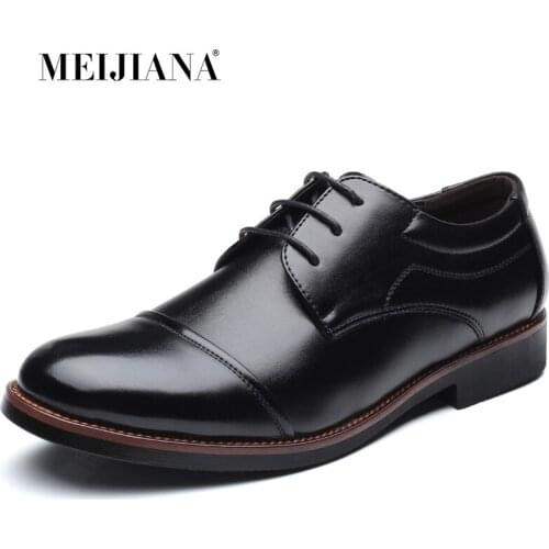 MEIJIANA Dress Shoes Leather Sneakers Shoes Oxford Shoes Black Brown Men Oxfords Formal Sapato Men Shoes