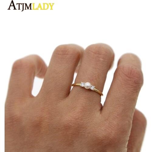 100% Genuine delicate Pearl Ring Elegant Purple Ring for women Fashion CZ Rings 925 sterling silver jewelry New