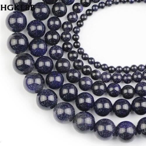 HGKLBB 4/6/8/10/12mm Natural Blue Sand Stone Round Loose Spacer Beads For Jewelry Making DIY charm Necklace Bracelet Accessorie