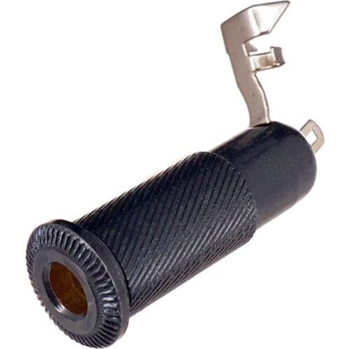 Brass 6.35mm Cylinder Bass Guitar Output Input Jack Plug Socket Black