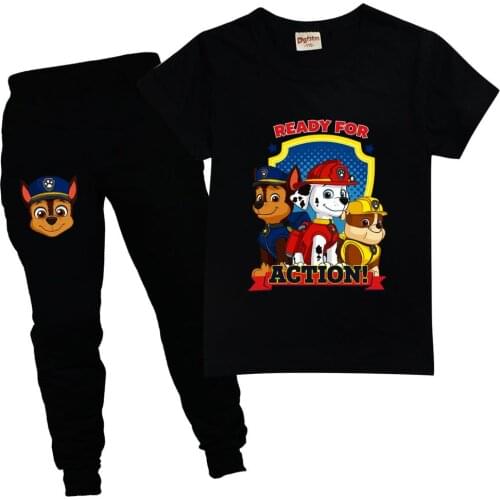 Summer boys clothes girl clothes childrens clothing PAW PATROL hot stamping printing childrens clothing sets