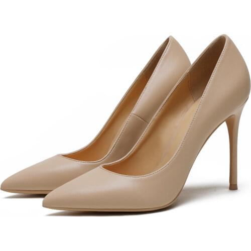 Hot Sale Women Pumps Genuine Leather 6CM/8CM/10CM Thin High Heels Slip On Spring Autumn Elegant Dress Office Shoes Woman A010