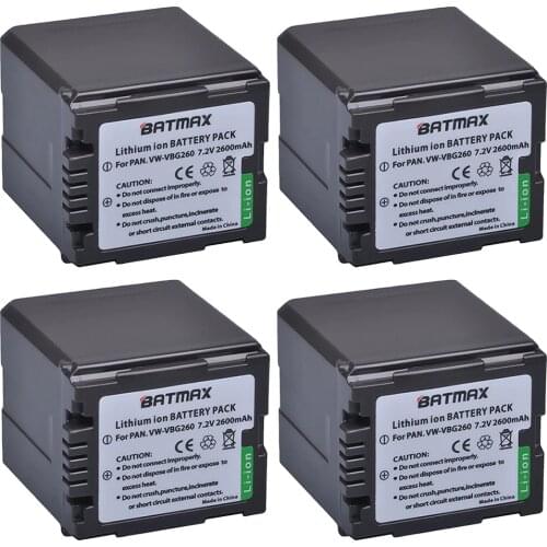 4Pcs VW-VBG260 VW VBG260 VWVBG260 VW-VBG130 VW VBG130 Rechargeable Li-ion Battery for Panasonic HS250 SDR-SD7 HDC-MDH1 Cameras