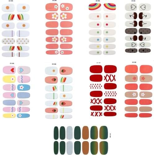 Fashion Fresh Style Nail Sticker Smiley Flowers Strawberry Rainbow Nail Sticker Multicolor Cherry Waterproof Nail Polish Film