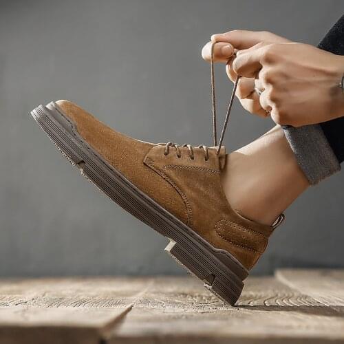 Fashion Suede Leather Brand Oxfords Man Luxury Casual Shoes Breathable Autumn Outdoor Mens Shoes Handmade Male Designer Footwear