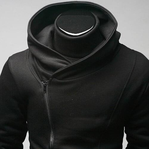 Hoodies Men Stylish Solid Color Cotton Spandex Long Sleeve Diagonal Zipper Cotton Sports Hoodie Coat men clothing Sweatshirts