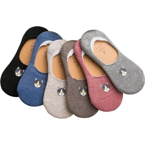6pairs Summer Spring Fall No Show Sox Soft Cute Animal Cotton Socks Female Kawaii Blinking Cat Socks For Women Girls Soken Meias