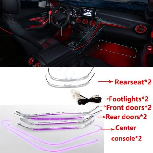 Upgrade brighter ambient light center consle footwell neon light backseat atmosphere lamp for mercedes benz w205 x253 2014-2021