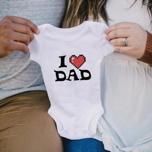 I Love Dad Autumn Winter Bodysuits for Infants Casual Onesie Boys Girls Short Sleeve Soft Cartoon Romper Newborn Clothes