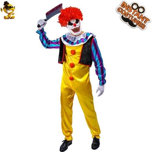 QLQ Mens Scary Clown Costume Role Playing Boy Funny Clown Jumpsuit Cosplay Kid Costumes for Halloween men Costume