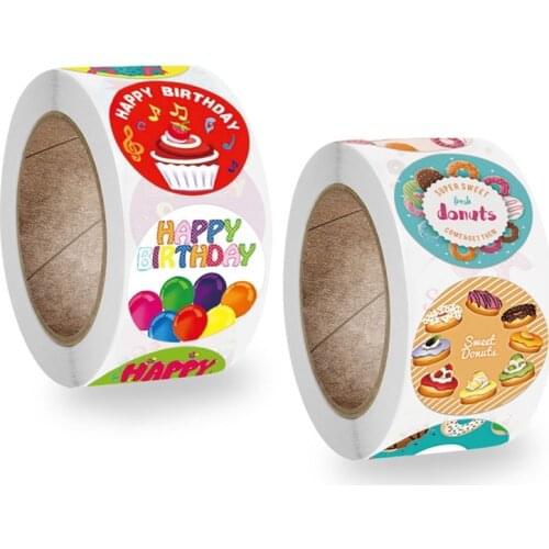 Various Styles Happy Birthday Theme Stickers Thank You Sealing Labels 1inch/500pcs for Scrapbook Party Supplies Gift Decoration