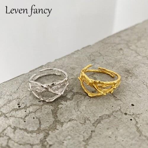 S925 Sterling Silver Irregular Tree Branches Ring Personality Fashion Adjustable Open Ring for Women Jewelry Gift