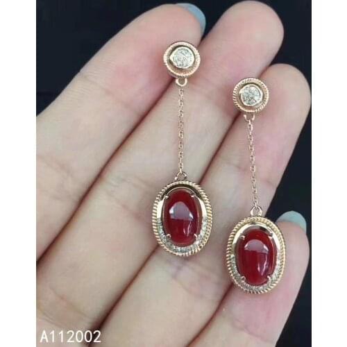 KJJEAXCMY fine jewelry natural red coral 925 sterling silver women gemstone earrings new Ear Studs support test beautiful
