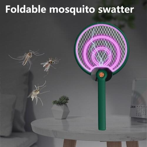 Two-in-One Foldable Mosquito Killer Lamp 3500V Electric Bug Zapper USB Rechargeable Summer Fly Swatter Trap Flies Insect