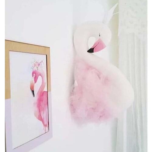 Baby Girl Room Decoration Animal Heads Swan Wall Hanging Decor For Children Room Nursery Room Decoration Soft Install Game House