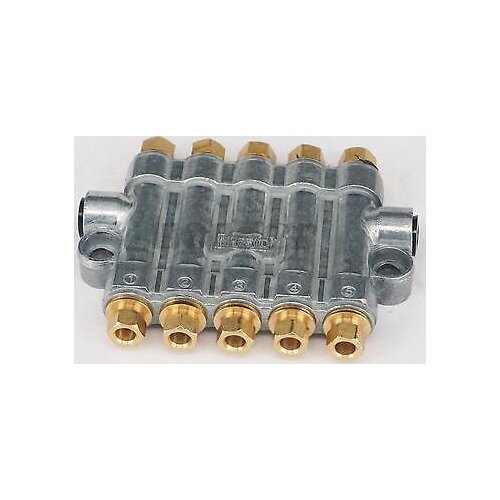 In M8x1 Out M10x1 5 Way Aluminum Lube Oil Piston Distributor Value Manifold Block for centralized lubrication system