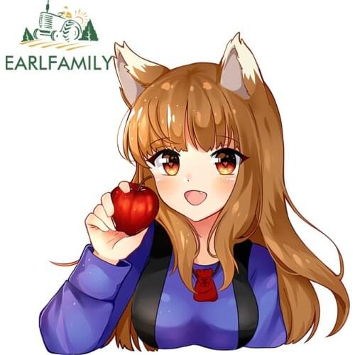 EARLFAMILY 13cm x 12.5cm for Spice And Wolf Vinyl Car Wrap Stickers Anime Motorcycle Decal Funny Creative RV JDM Sticker