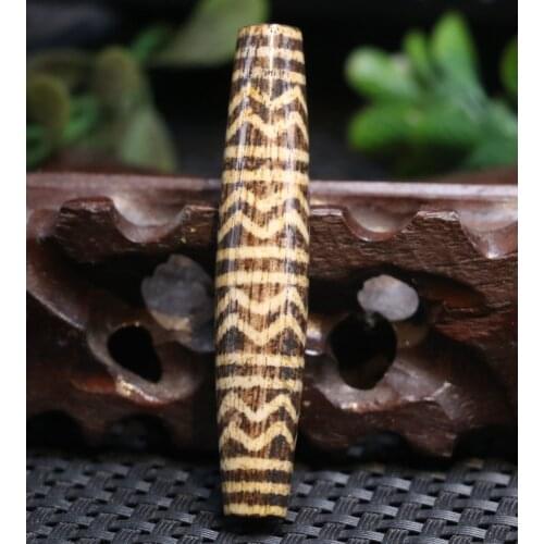 Magic Power Tibetan old Pumtek water wave wealth lucky dZi Bead Pendant zhang