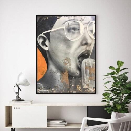 Women Eat Icecream Wall Art Prints Vintage Shabby Style Decoration Canvas Painting Retro Poster Wall Picture Living Room Decor