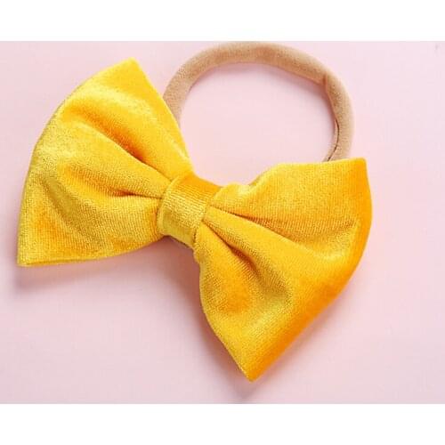 1pcs New Fashion Colorful Luxury Velvet Bows Nylon Headbands Cute Simple Bows Traceless Nylon Hairbands Headwear For Girls