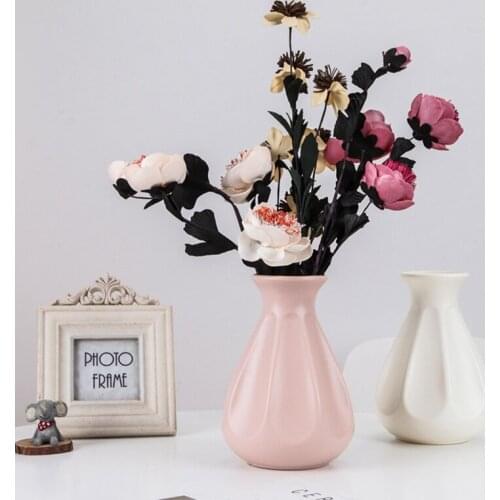 1pc Plastic Imitation Ceramic Vase Window Vase Fake Flower Living Room Bedroom Decoration