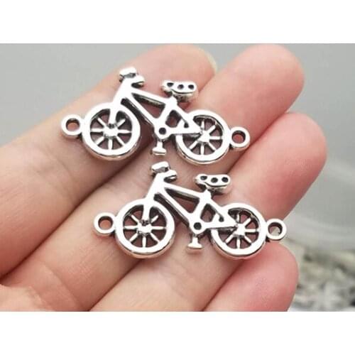 10pcs/lot--20x39mm, Antique silver plated bicycle connector charms,DIY supplies,Jewelry accessories