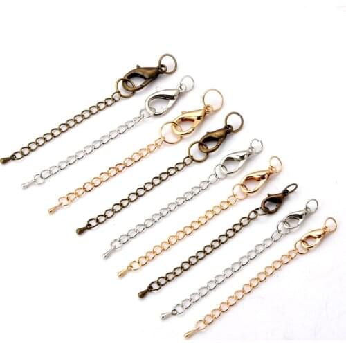 10/12/14/16/18 / 21MM 12 pieces / hand plating DIY necklace bracelet lobster buckle extended chain tail jewelry making