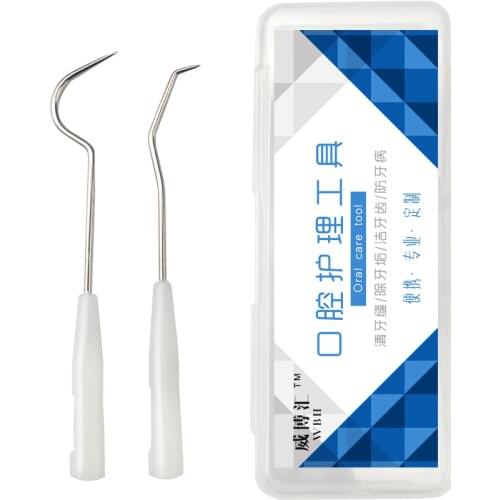 2PC Stainless Steel Toothpick Plastic Handle Portable Toothpick Box Fruit Fork Camping Gear Is Stronger Than Dental Floss