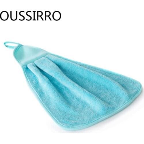 2020 Home Hangable Hand Towel For Housework Solid Color Superabsorbent Quick-drying Coral Velvet For Kitchen Bath To Wipe Hands