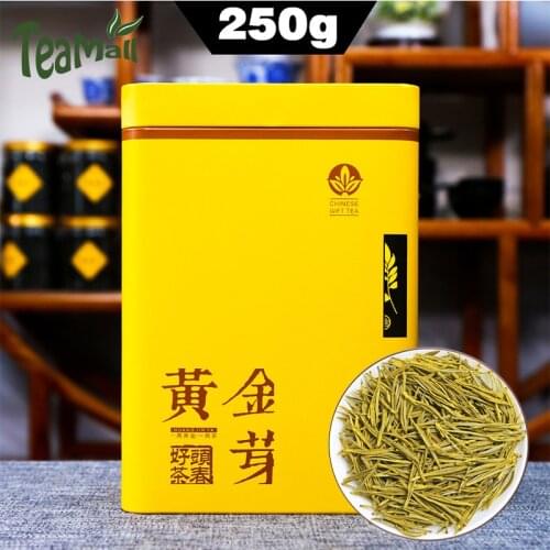 2021 Golden Bud Non-Yellow Tea Luzhou Type with Milk Fragrant Green Chinese Tea Gift Tin Can 250g