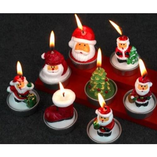 3PCS Santa Claus Candle Christmas Decoration Xmas Tree Decor Noel Navidad 2021 Hotel Restaurant Scene Layout